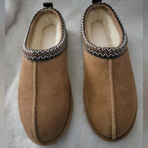 Cozy Tan Suede Slipper Clogs